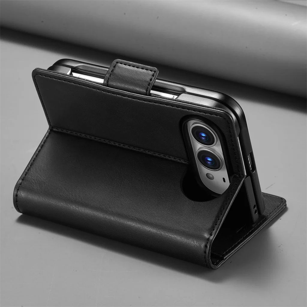 Business Leather Wallet Phone Case For Apple iPhone Duo RFID Blocking Credit Card Holder Hinge Protective Shockproof Full Cover
