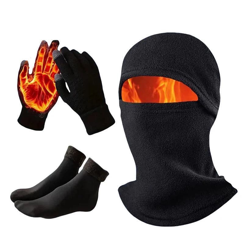 3PCS/Set Of Winter Warm Outdoor Cycling Set, Unisex Hat, Scarf, Gloves, Cold Weather Sports Accessories Combination Set