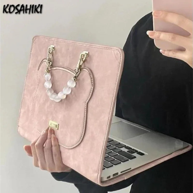 Japanese Sweet All Match Y2k Top-Handle Bags Korean Chic Casual Kawaii Women Handbags Girls Fashion Ins Cute Chain Laptop Case