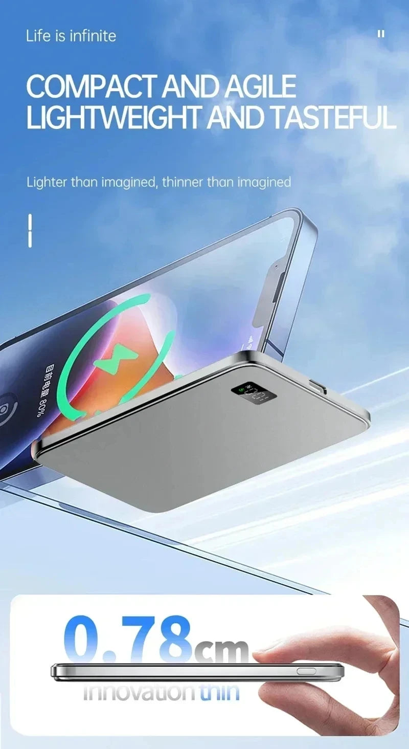 Lenovo 500000mAh Magnetic Wireless Power Bank Ultra Thin Portable CCC Certified Super Fast Charging LED Display Pack for MagSafe