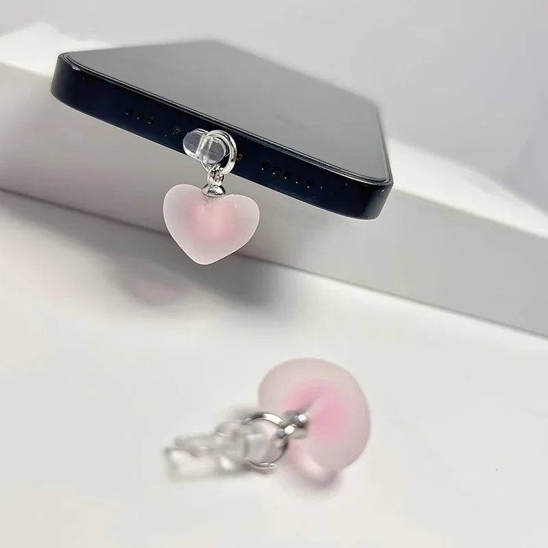 Gradient Heart Shaped Phone Dust Plug Pendant, Heart-Shaped Pendant Suitable for IPhone/Type-C Universal Phone Accessories