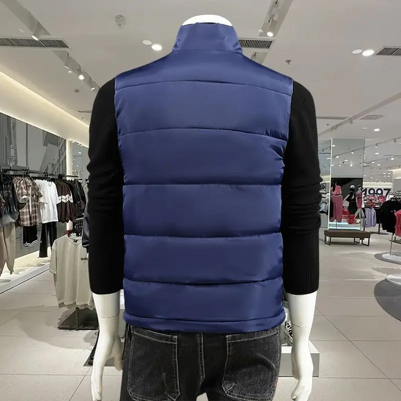 New Autumn Winter Down Cotton Vest Men's Casual Vest Jacket Warm Horse Clip