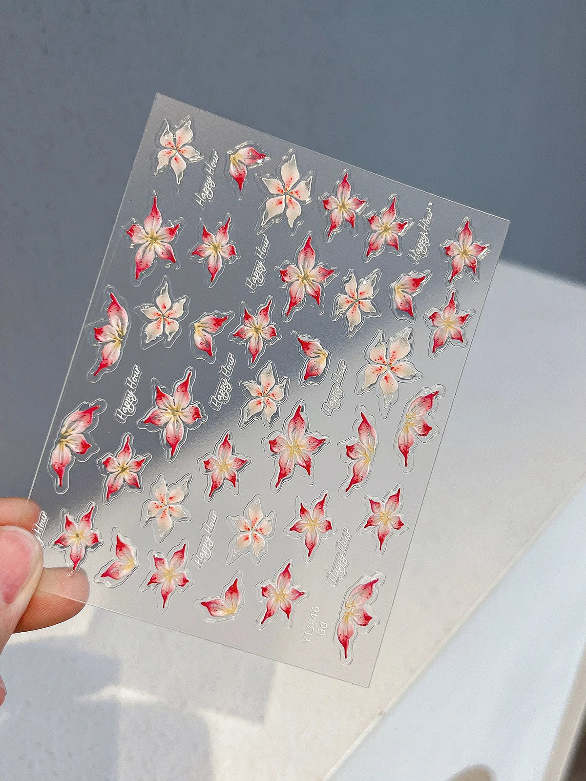 Embossed 5D Flower Nail Stickers Pink/Purple Floral Nail Decal Stickers for DIY Manicure Women Party Wedding Dating Daily Use