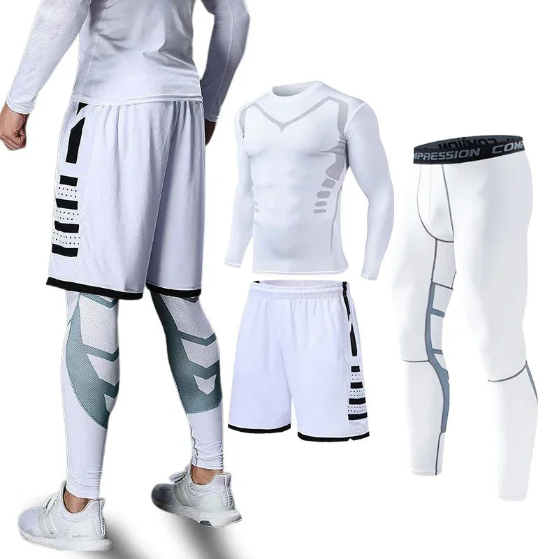 Mens Fitness Sportswear Set Moisture-wicking for Gym Running Leggings Dry Fit and Comfortable Workouts Sports Wear Clothes