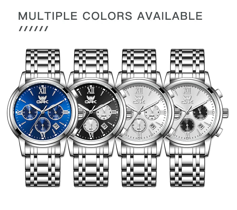 OPK Trendy classic three eye dial men's quartz watch waterproof genuine luminous men's watch for man chronograph date wristwatch