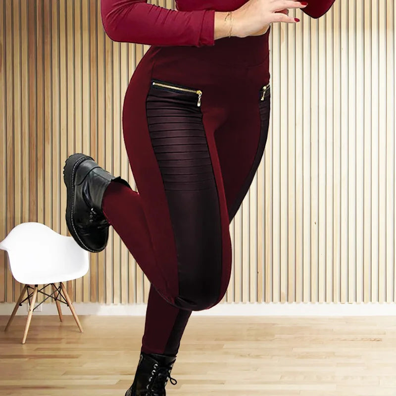 Women Long Pants Sexy Sheah Pencil Pant Slim Streetwear High Waist Zipper Mom Casual Streetwear Elegant Splice Y2k Capris