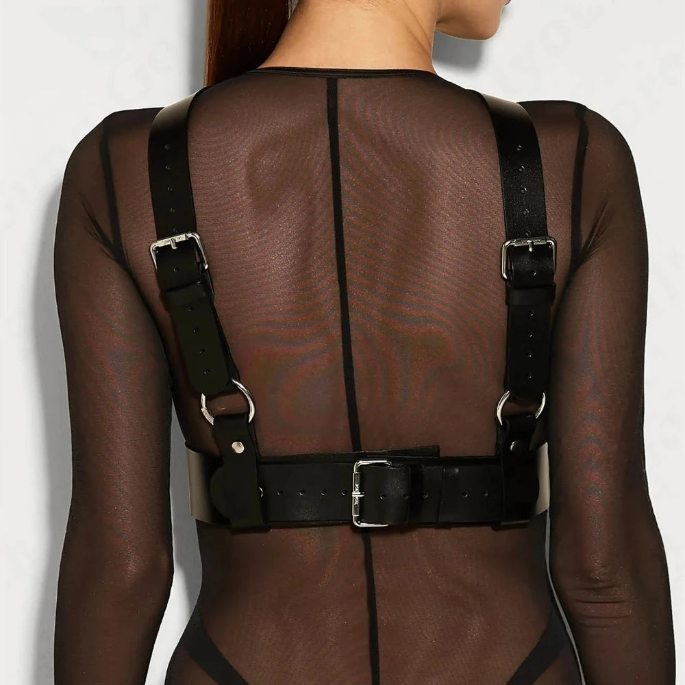 Fashion PU Leather Full Body Harness Belt Punk Street Style Belt Gothic Adjustable Retro Belt Exotic Clothing Accessories