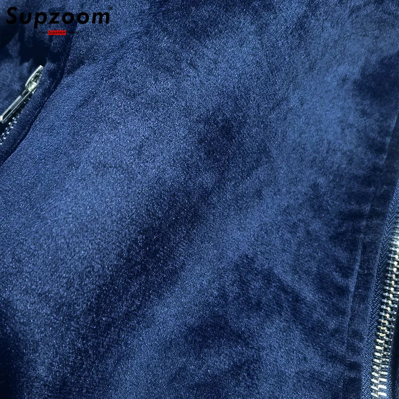 Supzoom 2025 New Arrival Autumn And Winter Lapel Velvet Loose Casual Suede Fabric Zipper Bf Style Handsome Jackets Men Coat