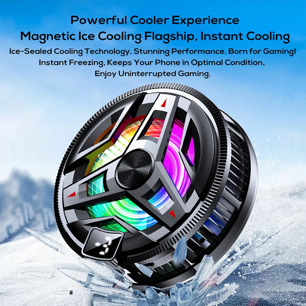 Magnetic Semiconductor Phone Cooler RGB Lights Digital DisplayCooling Fan Freeze Radiator For Gaming Tablet/Live Streaming ﻿