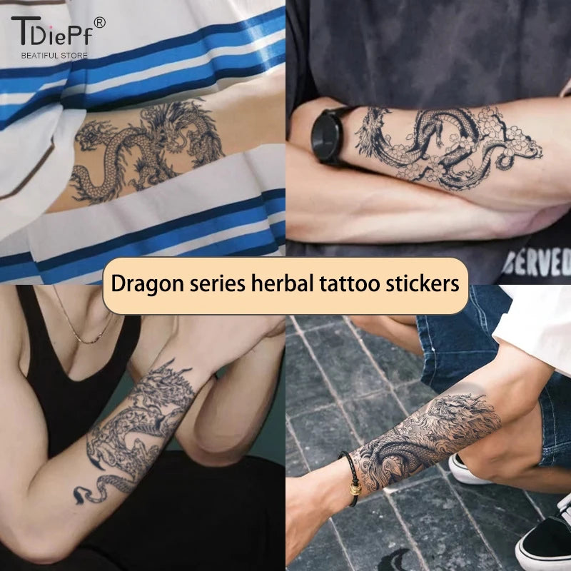 1pc Dragon Tattoo Sticker Realistic Dragon Fake Tattoo Stickers For Men Boys Kids 3D Dragon Temporary Tattoos Washable Tattoos