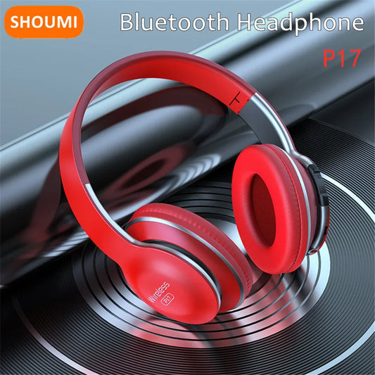Shoumi P17 Bluetooth Headphones Wireless Earphones Bass Headset with Mic Support TF-card Noise Cancelling Helmet for SmartPhone