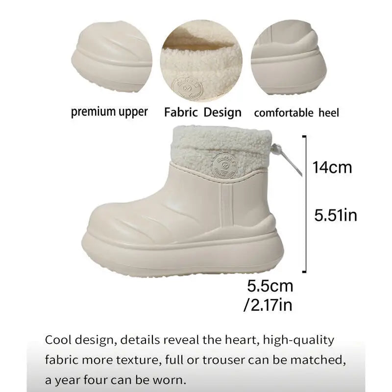 Waterproof Eva Thick Bottom Snow Boots Women 2025 Winter Comfort Platform Ankle Boots Berber Fleece Warm Plush Woman's Booties