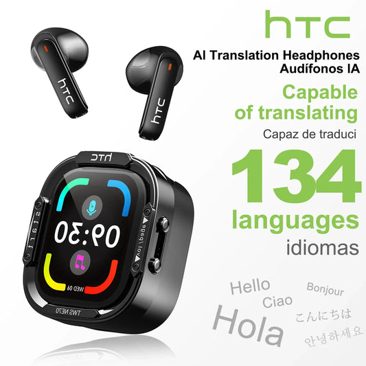 NE70 Bluetooth V6.0 Headphones Smart Touchscreen Wireless Earphones AI Translator Earbuds Gaming Earbuds HD Bass