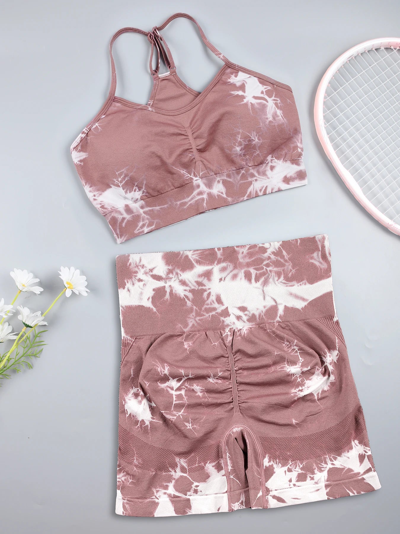 Tie Dye Sexy Push Up Gym Shorts Woman Skinny Stretch High Waist Fitness Shorts Sets Running Outdoors Fashion Sport Pants