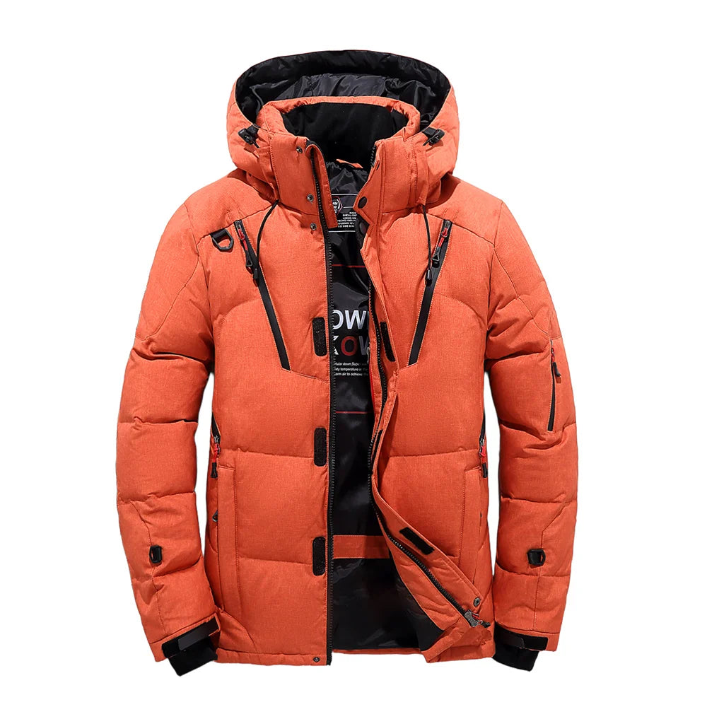Men's Outdoor Lightweight Warm Detachable Collar Down Jacket Winter New Arrival Casual Fashion Multi-Pocket Workwear Down Coat