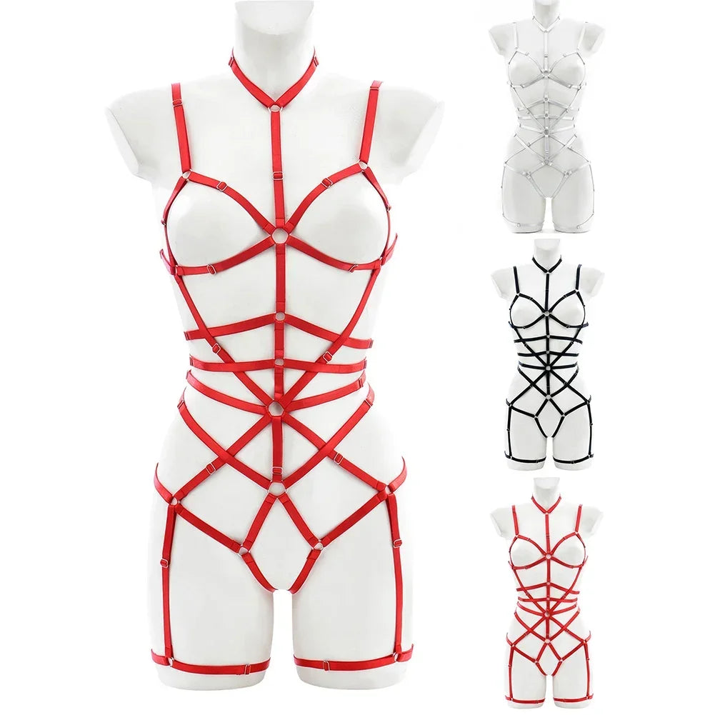 Women Sexy Body Harness Belt Bdsm Bondage Lingerie Garter Belt Leather Lingerie Gothic Fetish-Clothing Festival Rave Outfit