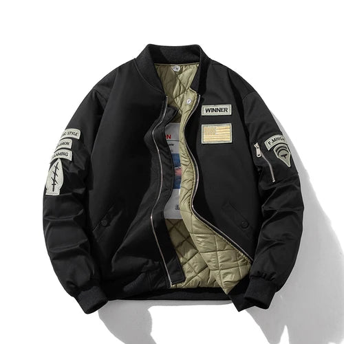 Winter Pilot Jackets Military Bomber Jacket Men Badge Thick Warm Air Force Flight Coat Women Vintage Parkas Hooded Streetwear