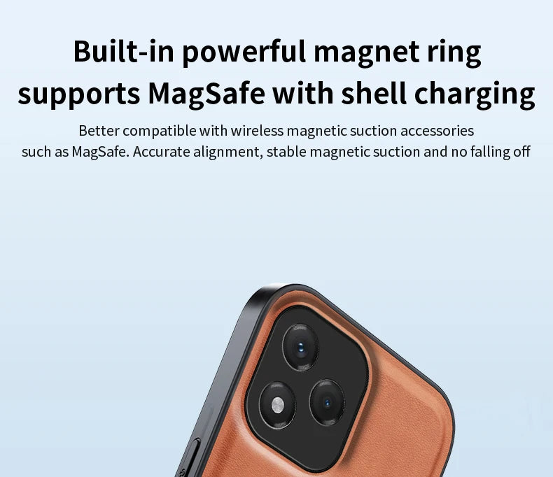 PU Leather Wireless Charging Magnetic Case for Honor 400 Lite 400 Pro 5G Protective Cover Hard Back Shell Coque