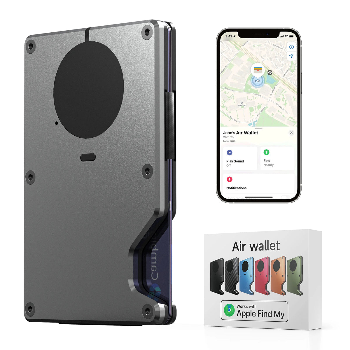 Wallet With Built In Airtag Chip, Rfid Blocking Credit Card Holder, Slim Wallet For Men, Compatible With Apple Find My ios Only