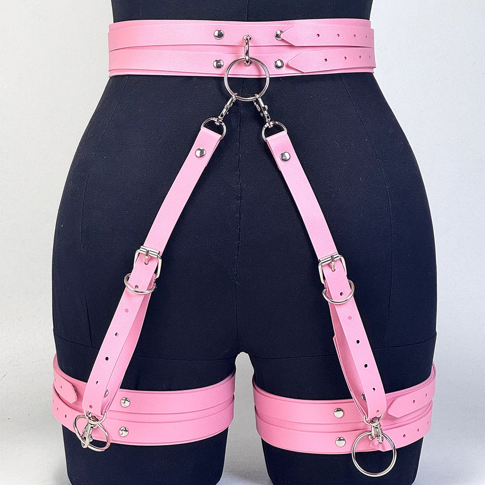 Women's Sexy Fashion PU Leather Gothic Y2K Harness Belt Leg Belt Punk Adjustable Vintage Thigh Strap for Daily Travel Wear