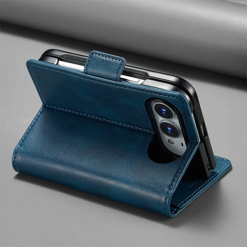 Business Leather Wallet Phone Case For Apple iPhone Duo RFID Blocking Credit Card Holder Hinge Protective Shockproof Full Cover