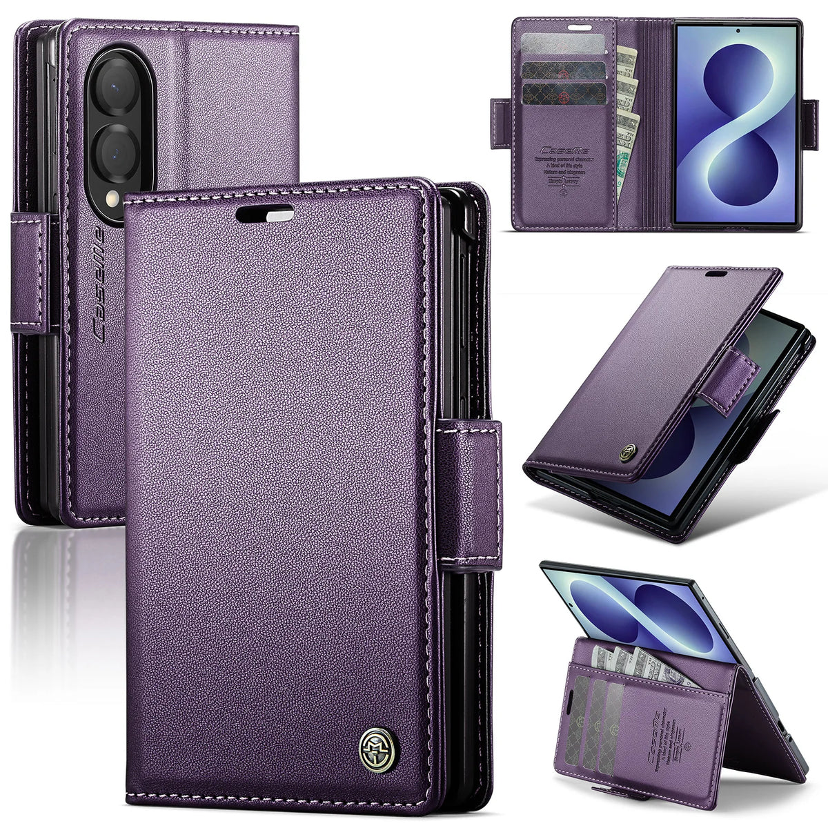 Luxury Business Flip Cards Solt Wallet Leather Case for Samsung Z Fold 8 Wide Shockproof Book Stand RFID Slim For Magsafe Cover