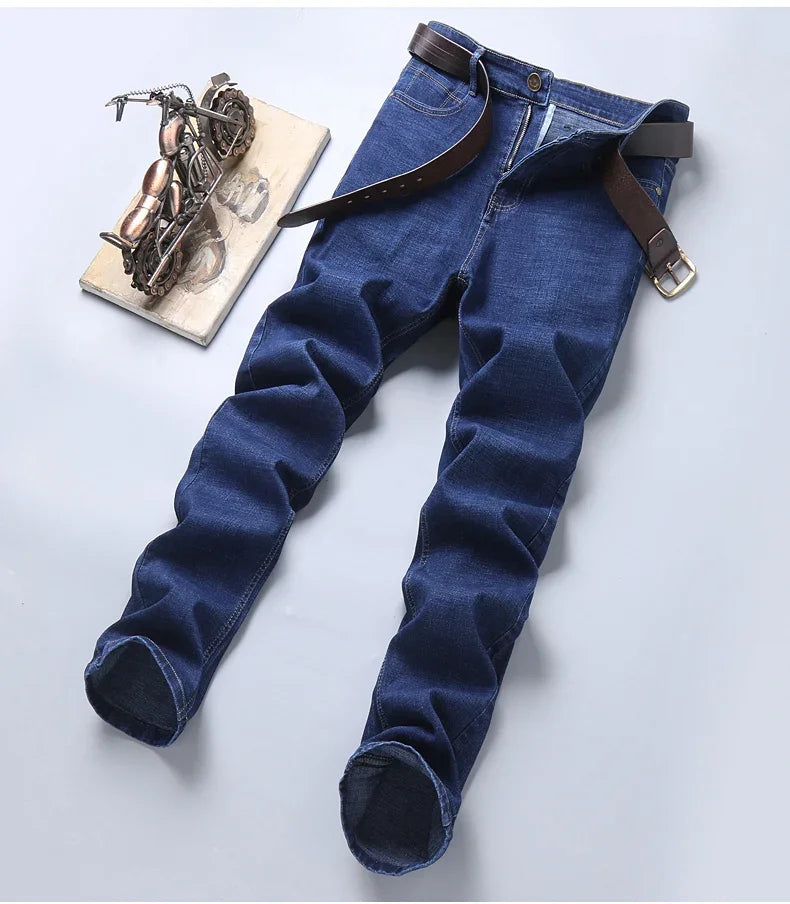 Men Fashion Straight Jeans Men New Stretch Slim Fit Pants Comfortable Soft Business Denim Trousers Male Brand Clothing