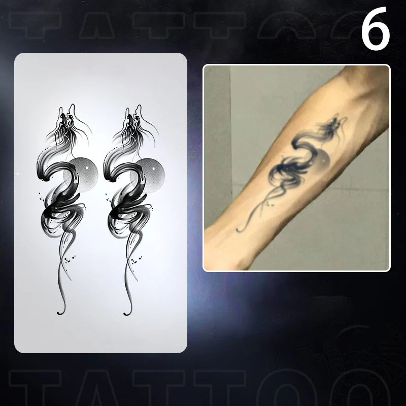 1pc Dragon Tattoo Sticker Realistic Dragon Fake Tattoo Stickers For Men Boys Kids 3D Dragon Temporary Tattoos Washable Tattoos