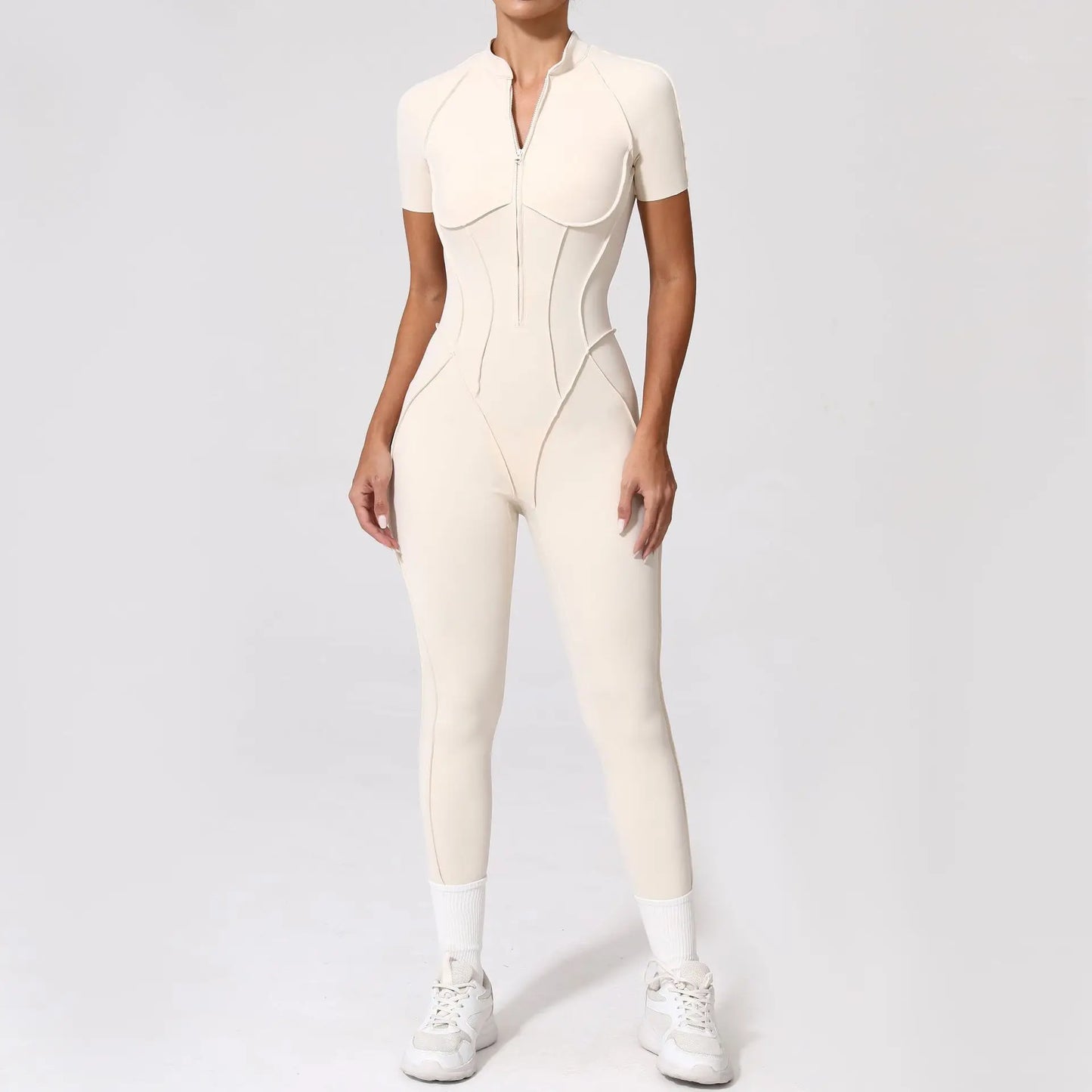 Women's Tracksuit Gym Workout Sports Clothes Outfit Zipper Jumpsuit Yoga Fitness Overalls Set Open Back Bodysuits Suit for Women