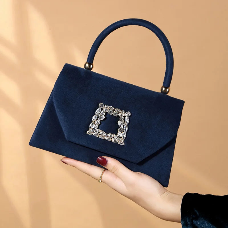 Elegant Fashion Shiny Corduroy Dinner Bag Lady's Wedding Handbag for Party and Dance Crossbody Bags Women Red Top-handle Bags