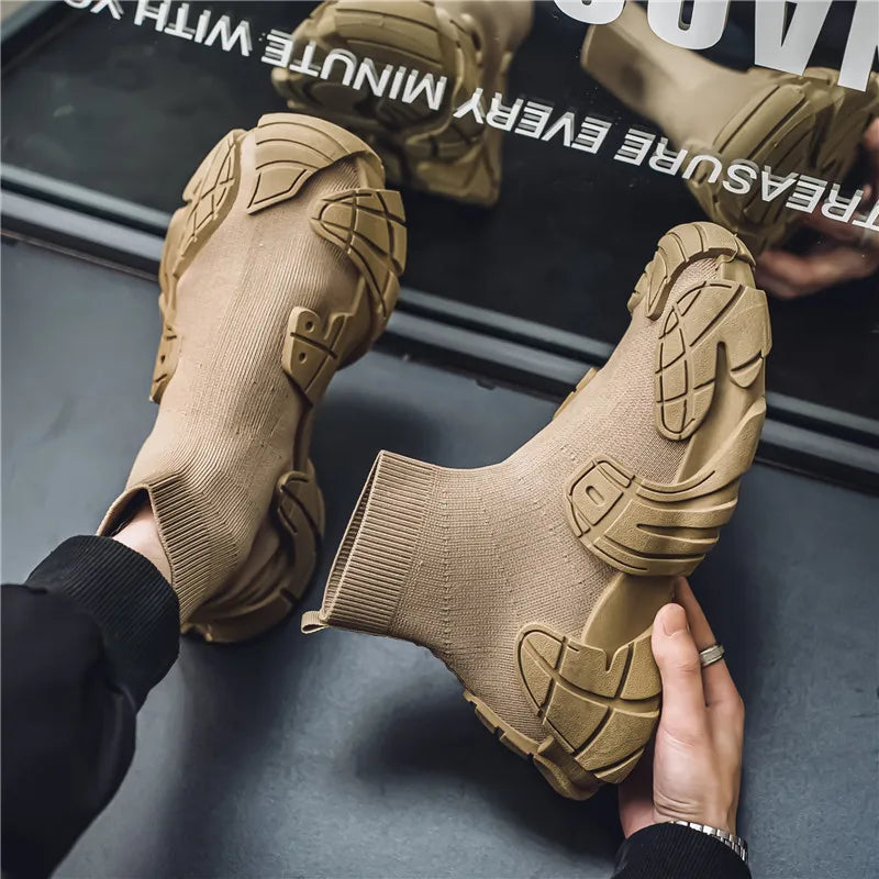 Outdoor Winter Men Casual Boots Designer Soft Sneakers Breathbale Men‘s Socks Shoes Slip-On Flat Lightweight Walking Sport Shoes