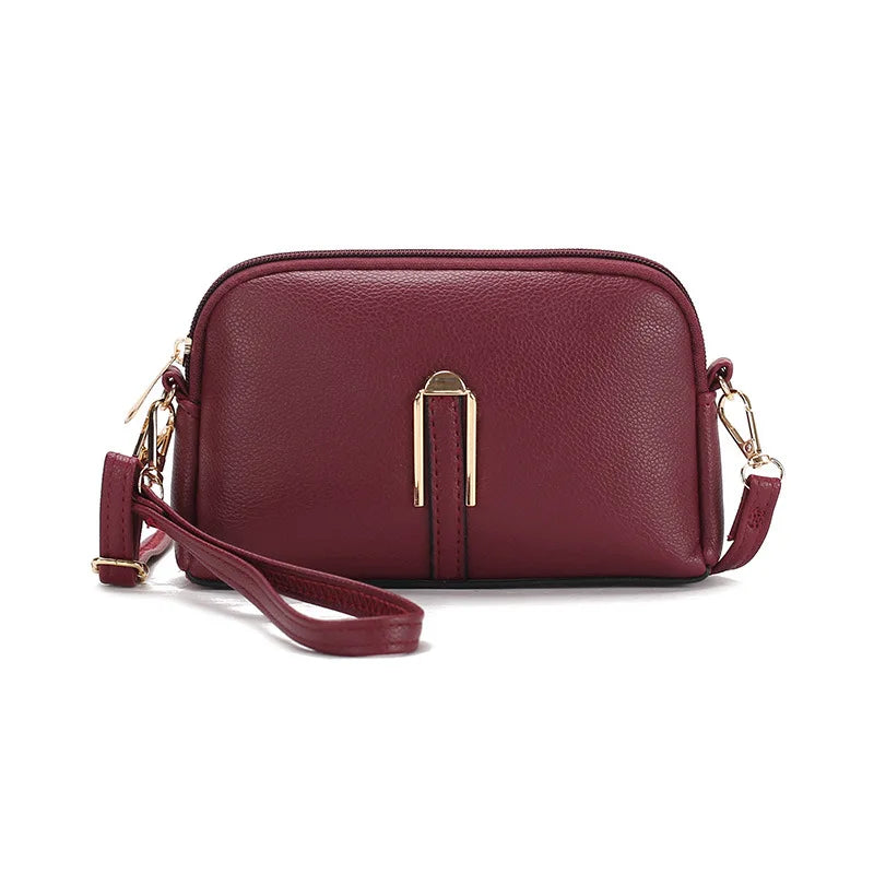 New Genuine Leather Crossbody Bag For Woman Solid Color Clutch Phone Pouch Elegant Shoulder Bag Simple Small Messenger Bag Sac