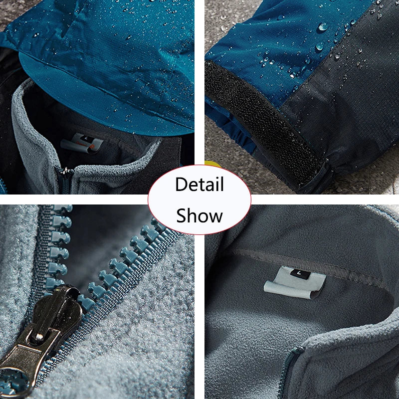 Winter Men Triple Windbreak Thick Warm Removable Hooded Jacket Men Autumn Hiking Outdoor Travel Camping Skiing Jacket Coat Male