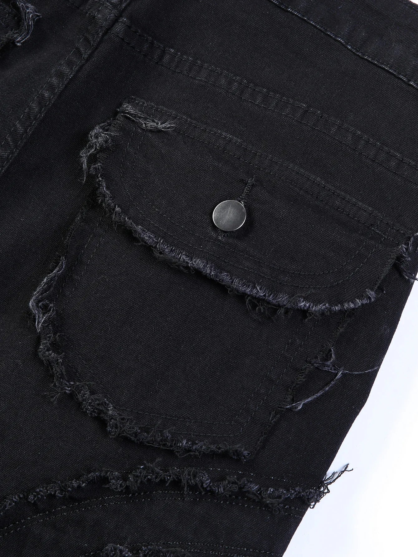New Men Ripped Stacked Jeans Distressed Slim Fit Skinny Straight Leg Jeans Fashion Hip Hop Denim Pants Casual Streetwear