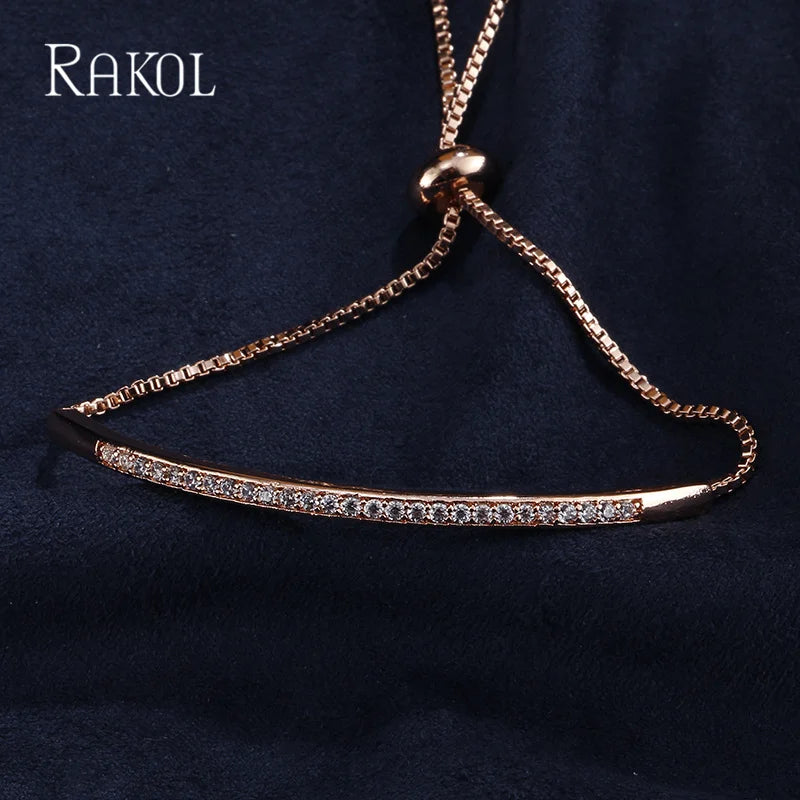 RAKOL Fashion Cubic Zircon Adjustale Bracelets for Women Exquisite Party Wedding Jewelry