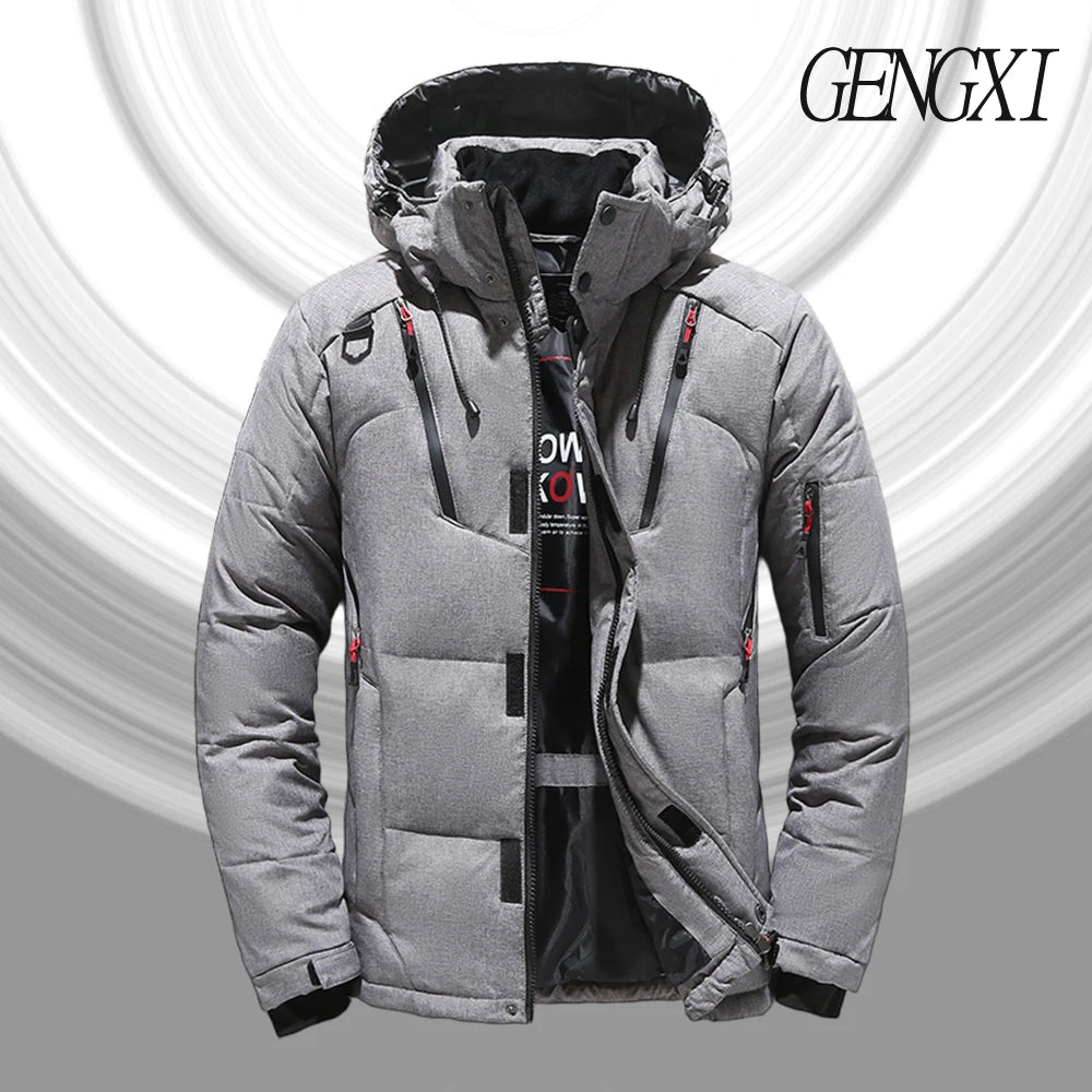 Men's Outdoor Lightweight Warm Detachable Collar Down Jacket Winter New Arrival Casual Fashion Multi-Pocket Workwear Down Coat