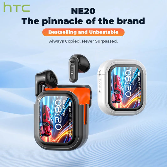 Auriculares Traductor DeIdioma 2026 HTC NE20 Translator Earbuds 6in1 iOs Android 60H Playtime Business Travel Meeting LCD Touch