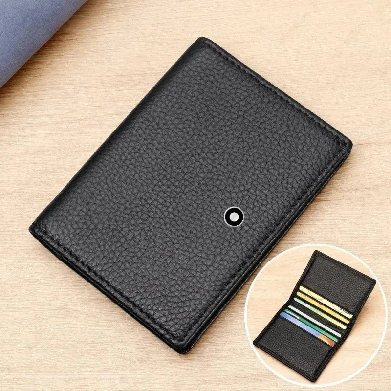 High End Busine Sle 100%Genuine Leather Men's Top Layer Cowhide Real Pickup Bag ID Photo Slot Credit Card Holder Two Fold Wallet