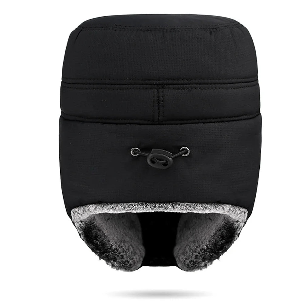 Fashion New Winter Bomber Hats Men's Northeast Mask Ushanka Lei Feng Hat Outdoor Windproof Keep Warm Thick Earmuffs Flat-Top Cap