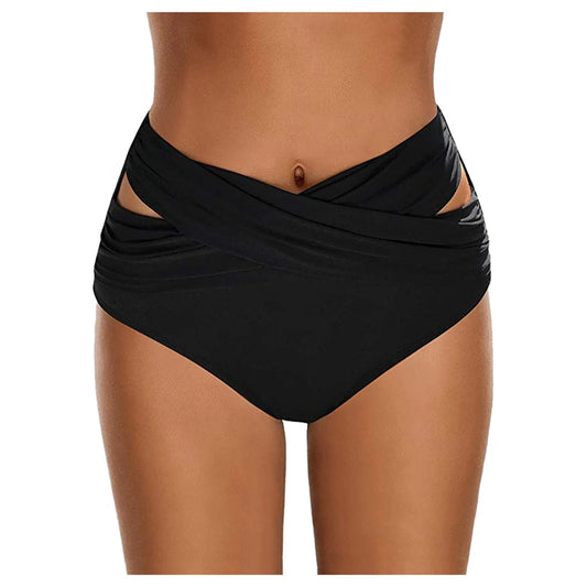 Women High Waist Ruched Bikini Bottoms  Swimsuit Briefs Pants Biquinis Feminino