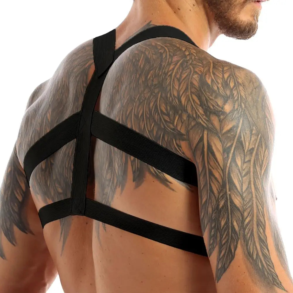 PU Leather Chest Harness for Men, Adjustable Suspenders, Bondage Body Harness, Gothic Clothing Accessories, Fashion