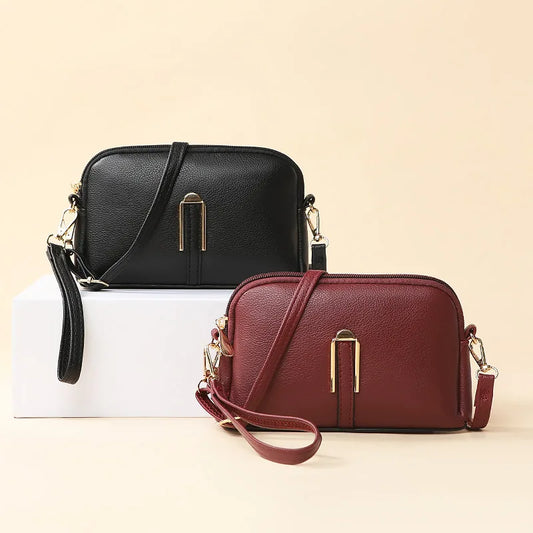New Genuine Leather Crossbody Bag For Woman Solid Color Clutch Phone Pouch Elegant Shoulder Bag Simple Small Messenger Bag Sac