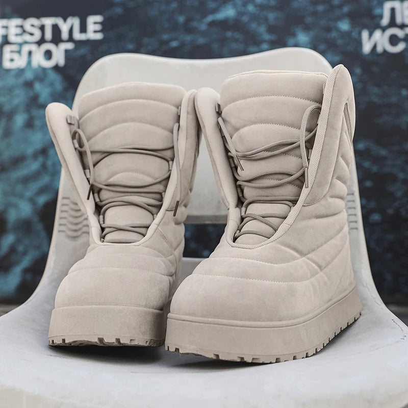 Men's Chukka Boots Outdoor Cold proof Warm Men's Snow Boots Soft Non slip Wear resistant Sole Fashion Thick Bottom Long Boots