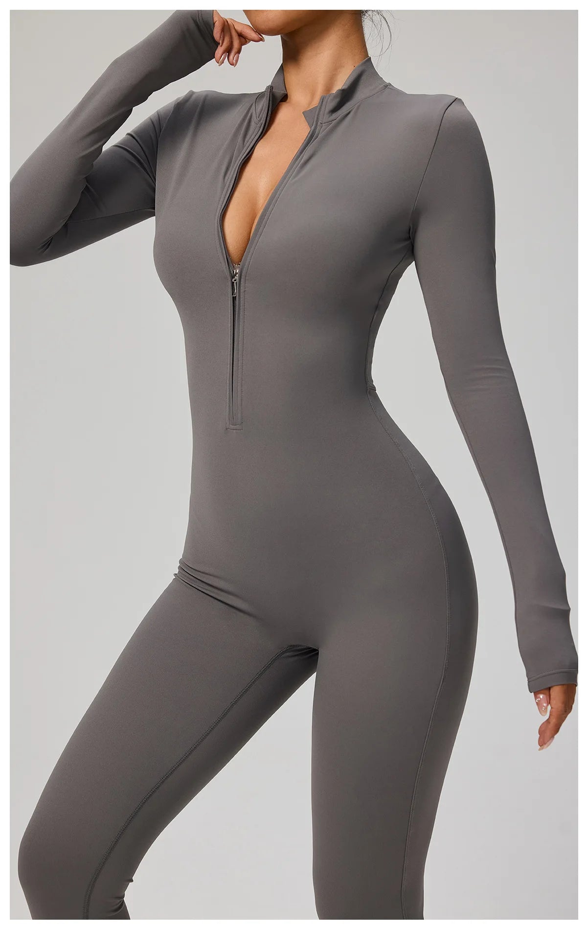 SOISOU Zipper Jumpsuit Women Quick Dry Clothing Sportswear Woman Gym Yoga Sport Sets Spandex Nylon Workout Sets Women Tracksuit
