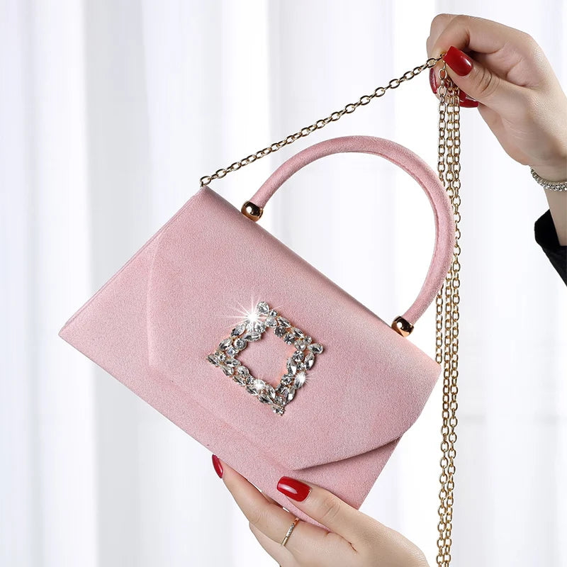 Elegant Fashion Shiny Corduroy Dinner Bag Lady's Wedding Handbag for Party and Dance Crossbody Bags Women Red Top-handle Bags