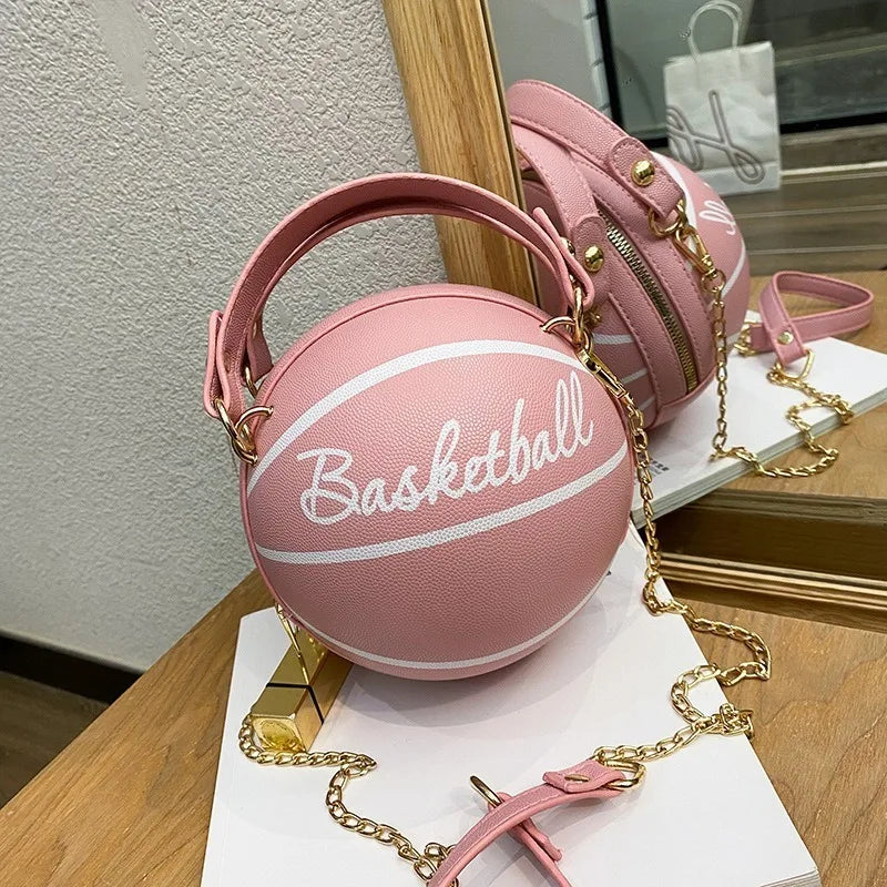 New hot ladies shoulder bag, basketball bag PU leather chain, new font printing, young ladies handbags, fashion bags.
