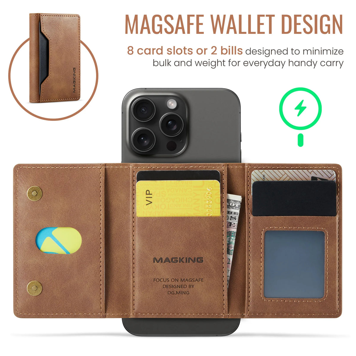 For IPhone 12 13 14 15 16 17 18 Pro Max For Magsafe Leather Wallet Magnetic Cellphone Card Holder Bank Card Strong Magnet Case