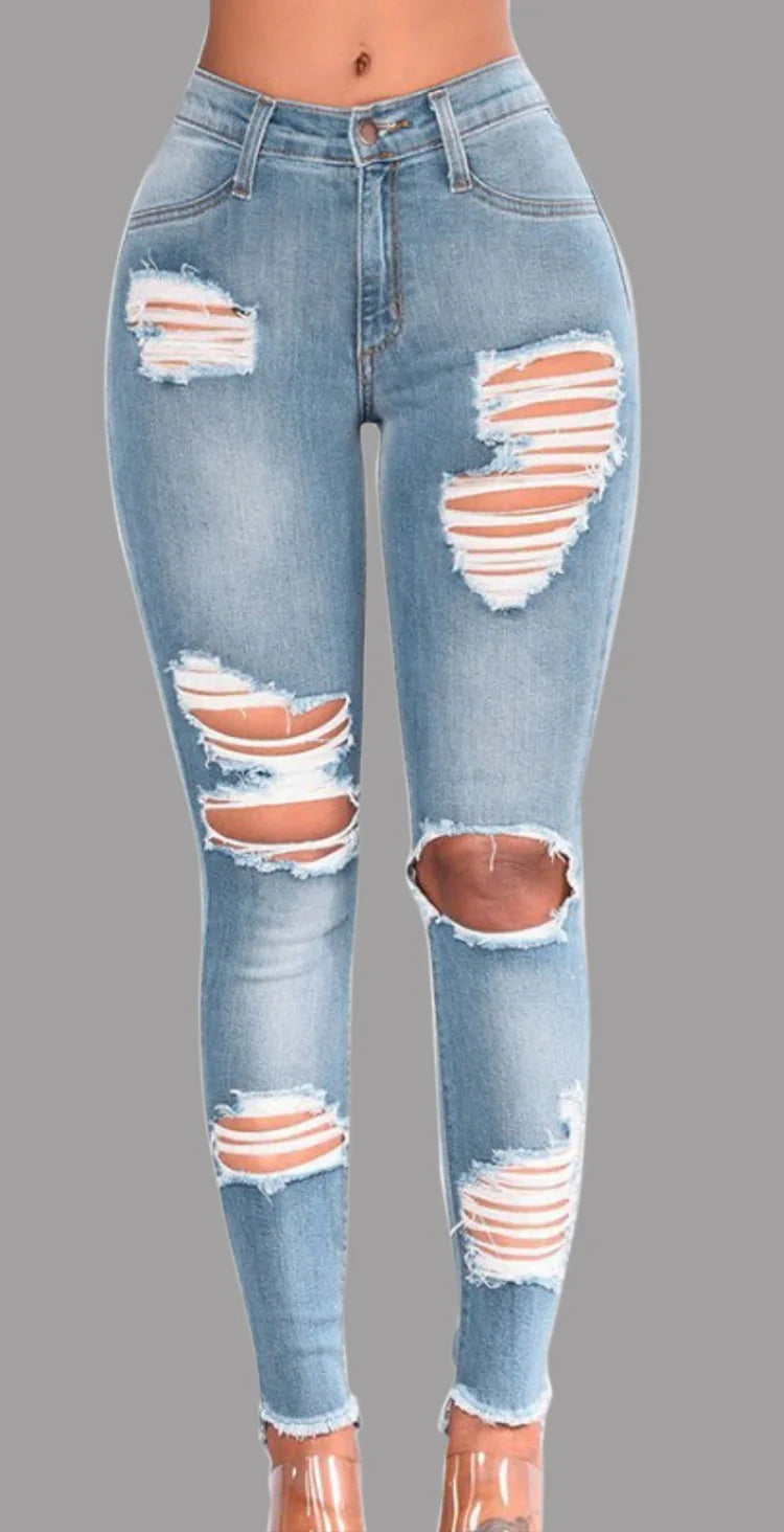 2022 heißer Verkauf Zerrissene Jeans Für Frauen Mode Schlank Stretch Denim Bleistift Hosen Straße Hipster Hosen Casual Weibliche Kleidung
