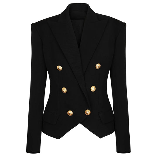 S-XXL Three Colors Fashion New Solid Double breasted Elegant Style Commuter Casual Women's Suit Coat Blazer