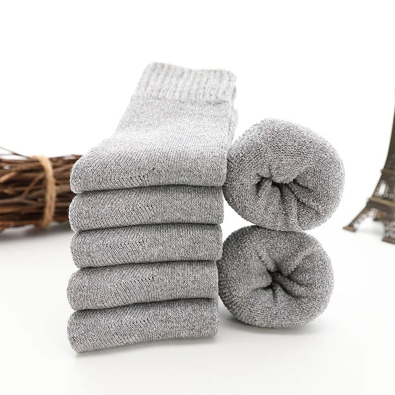 10pcs=5pairs Socks Men Super Thicker Solid Sock Merino Wool Rabbit Socks Against Cold Snow Russia Winter Warm Funny Male Sock